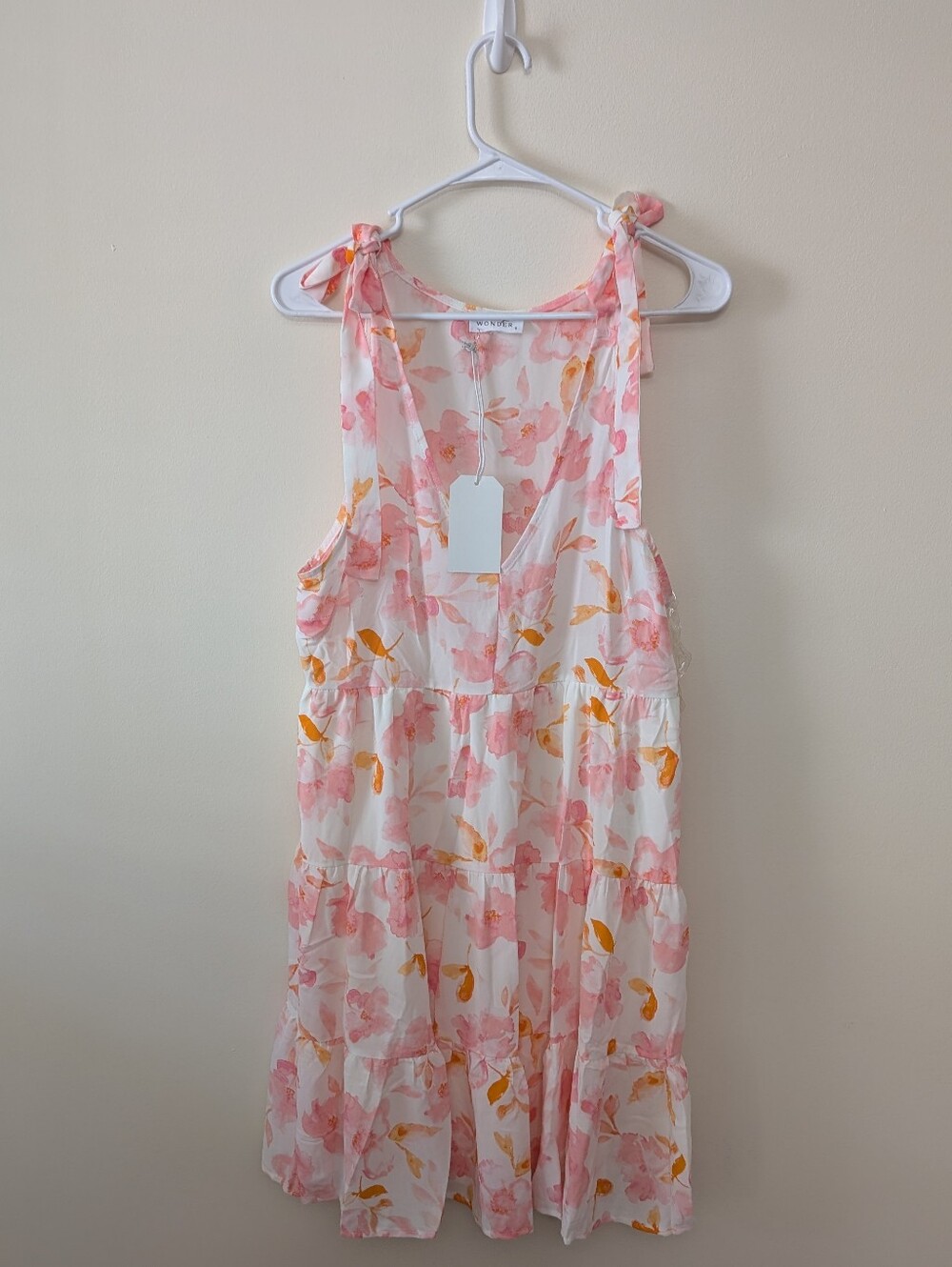 Emily Wonder Women's Floral Lightweight, Lined, Tie-Shoulder Straps Dress S,M,L